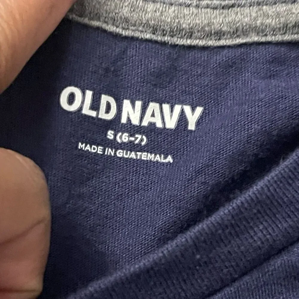 Old Navy Boys Navy Star Astronaut Planets Space Long Sleeve Graphic Tee Size 6/7